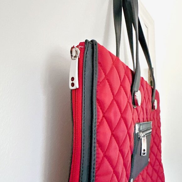 KNOMO MARINA TOTE BAG - RED AND BLACK EXPANDABLE LAPTOP 18" LARGE - Picture 6 of 14